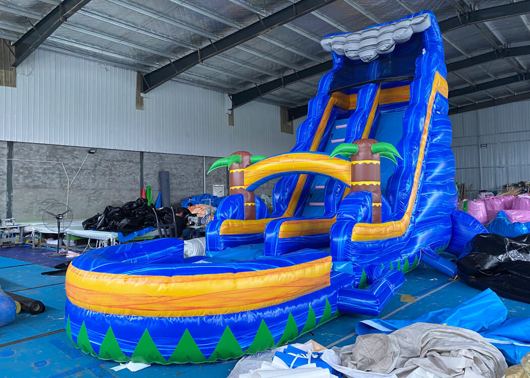 18ft Tropical Marble Inflatable Slide Commercial Vinyl Water Slides