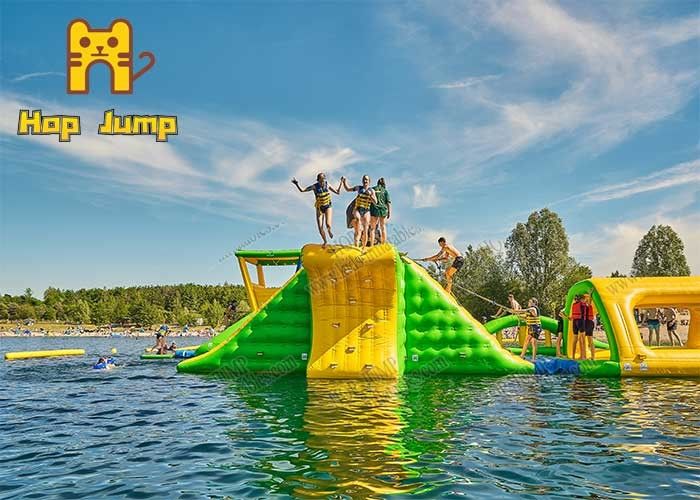 0.9mm PVC Inflatable Water Park Floating Water Slide For Lake