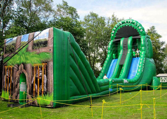 Vinyl 18oz Inflatable Dry Slide Amusement Park Zip Line Slide