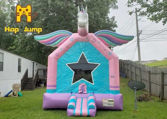 Indoor Outdoor 0.55mm PVC Unicorn Bouncy Castle With Slide