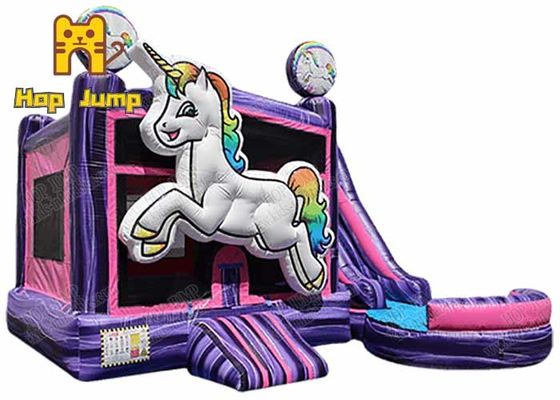 Wet Dry 14ft 15ft Unicorn Combo Bounce House With Ball Pit