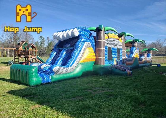 Super Longest Inflatable Bouncer Combo Palm Tree Happy For Kids