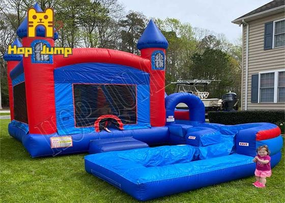 Uv Protective 0.55mm PVC Kids Inflatable Bounce House With Pool