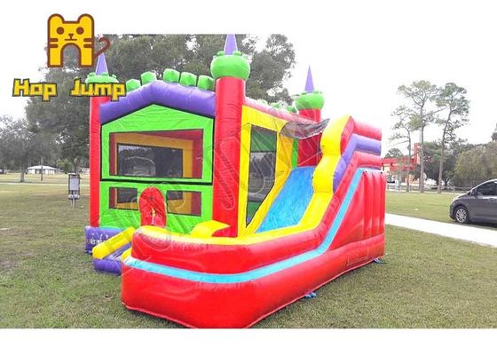 Inflatable Bouncer Combo Red Color Bounce House With Roof Customized Size