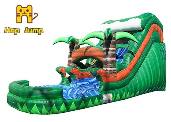 Green Tropical PVC Inflatable Water Slides For Summer Cool Playing