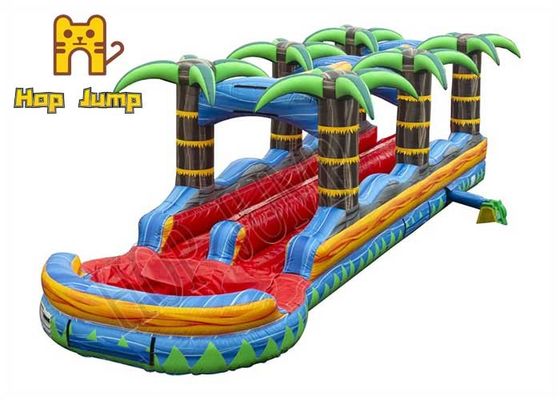 2000N/50mm backyard Wet And Dry Inflatable Slide With Tropical Tree