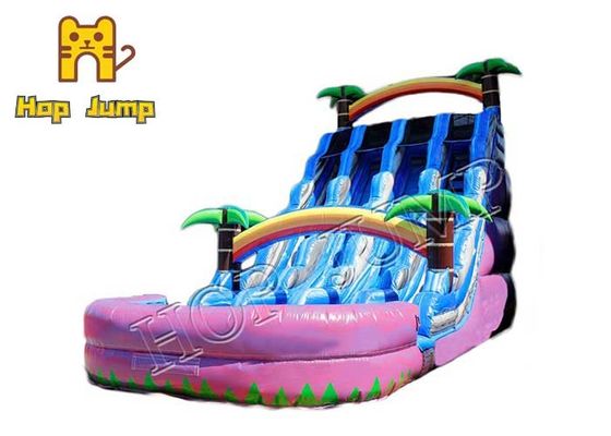 Outdoor Games Palm Tree Inflatable Water Slide Blower Packed
