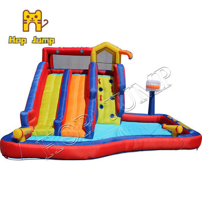 Inflatable Castle Water Slide With Large Swimming Pool And Rock Climbing Wall