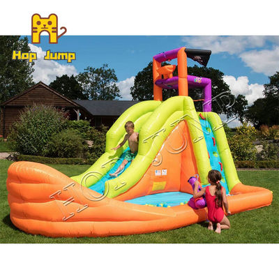 Commercial PVC Inflatable Castle Slide With Spraying Water Large Swimming Pool