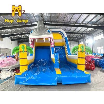 PVC Tarpaulin Amusement Park Inflatable Dry Slide Shark Theme