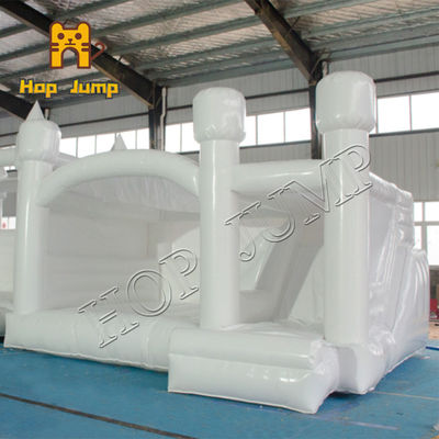 Bouncer Slide Combo In White Wedding Inflatable Bounce House 0.55mm PLATO PVC