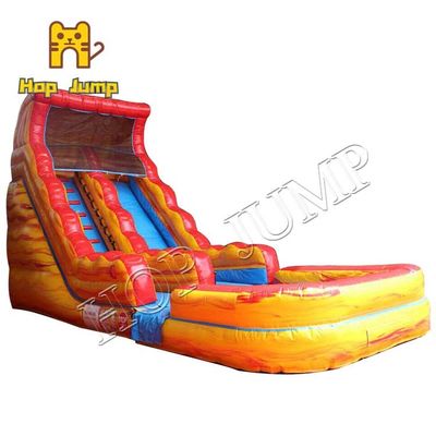 Fire Inflatable Water Slide 0.55mm Pvc Marble Material Wet Slide