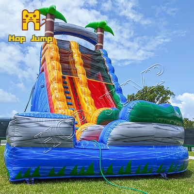 22ft Marble Tropical Water Slide Commercial Inflatable Slide With Pool For Teenagers