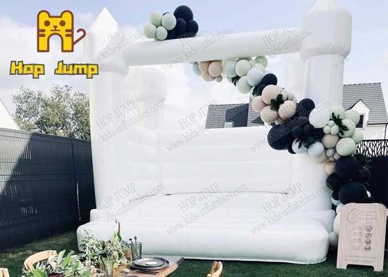 Hop Jump 13ft White Bounce House For Wedding Flame Retardant