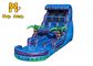 Blue 0.55mm PVC Inflatable Water Slide Double Lane Giant Inflatable Slide