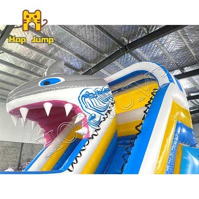 PVC Tarpaulin Amusement Park Inflatable Dry Slide Shark Theme