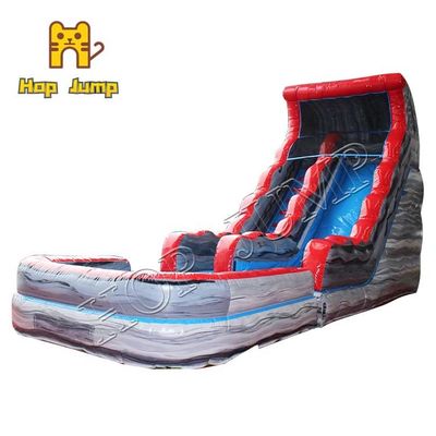 Kids Grey Marble Inflatable Water Slide With Pool Giant Slide Hop Jump